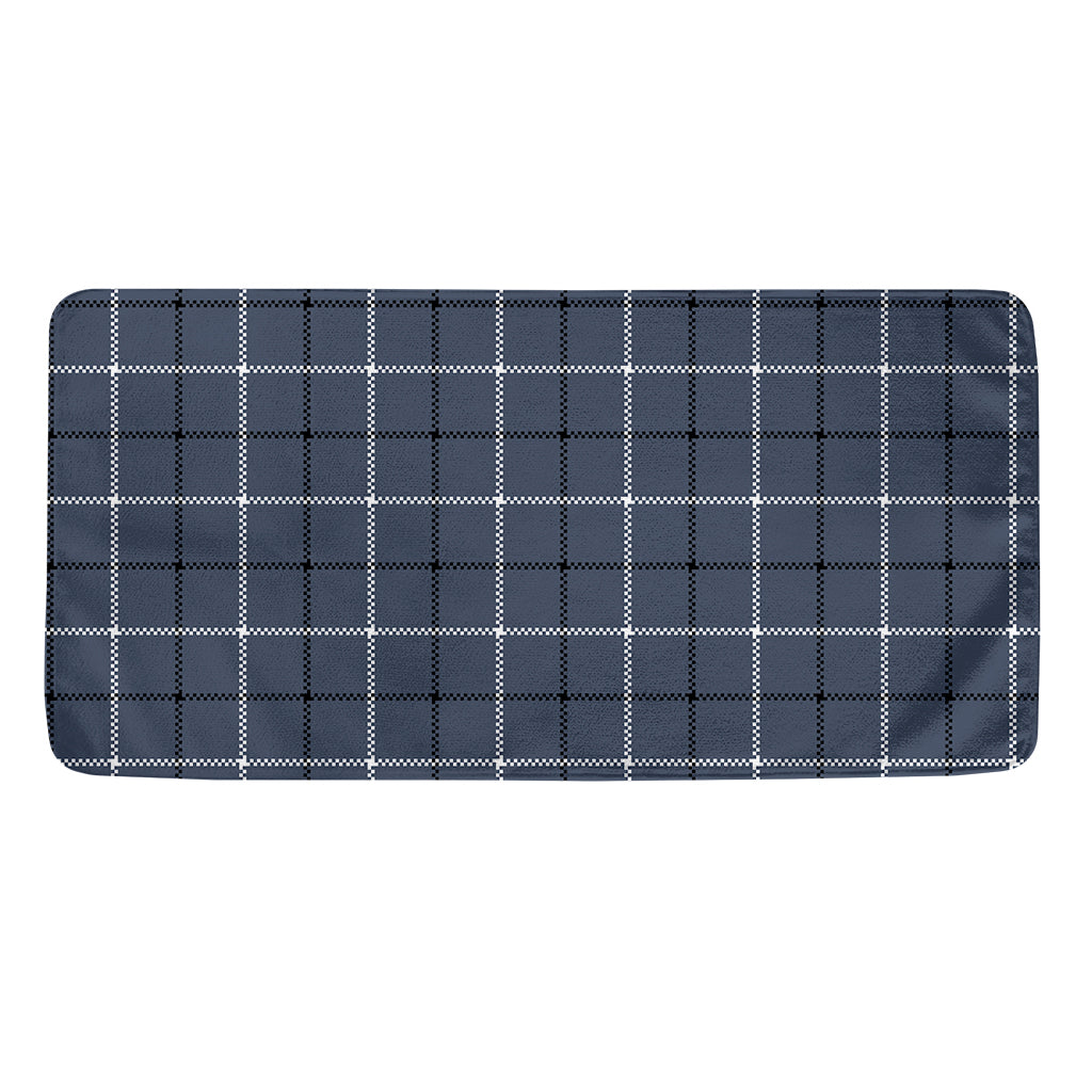 Dark Blue Tattersall Pattern Print Towel