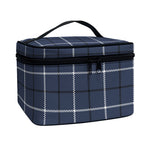 Dark Blue Tattersall Pattern Print Travel Makeup Bag