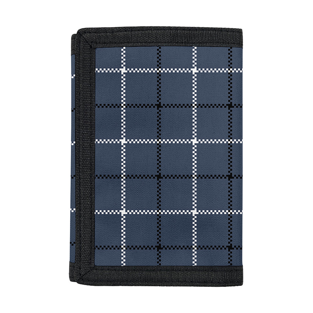 Dark Blue Tattersall Pattern Print Trifold Wallet