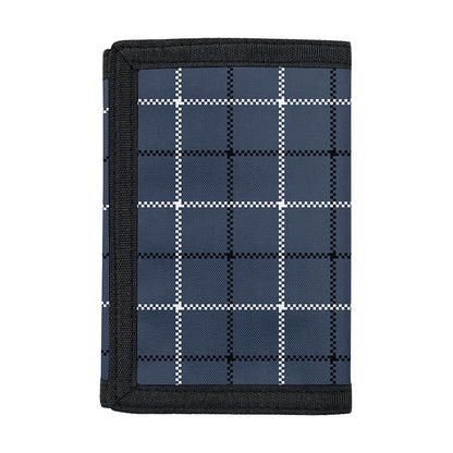 Dark Blue Tattersall Pattern Print Trifold Wallet