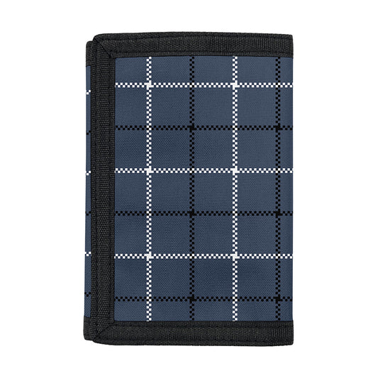 Dark Blue Tattersall Pattern Print Trifold Wallet