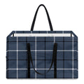 Dark Blue Tattersall Pattern Print Utility Tote Bag