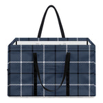 Dark Blue Tattersall Pattern Print Utility Tote Bag