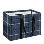 Dark Blue Tattersall Pattern Print Utility Tote Bag