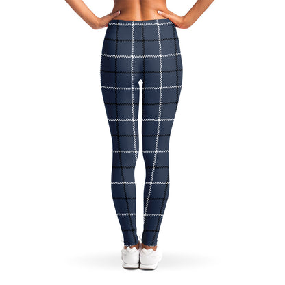 Dark Blue Tattersall Pattern Print Women's Leggings