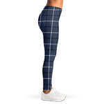 Dark Blue Tattersall Pattern Print Women's Leggings