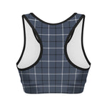 Dark Blue Tattersall Pattern Print Women's Sports Bra