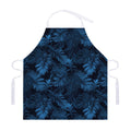 Dark Blue Tropical Leaf Pattern Print Adjustable Apron