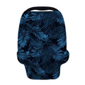 Dark Blue Tropical Leaf Pattern Print Baby Seat Cover