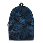 Dark Blue Tropical Leaf Pattern Print Backpack