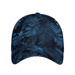 Dark Blue Tropical Leaf Pattern Print Baseball Cap