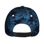 Dark Blue Tropical Leaf Pattern Print Baseball Cap