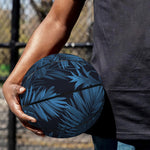 Dark Blue Tropical Leaf Pattern Print Basketball