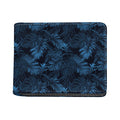 Dark Blue Tropical Leaf Pattern Print Bifold Wallet