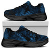 Dark Blue Tropical Leaf Pattern Print Black Chunky Shoes