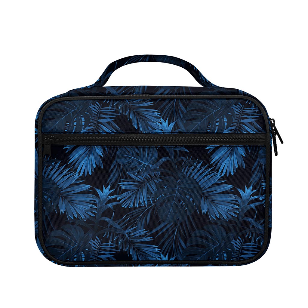 Dark Blue Tropical Leaf Pattern Print Briefcase Bible Bag