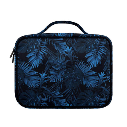 Dark Blue Tropical Leaf Pattern Print Briefcase Bible Bag