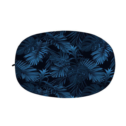 Dark Blue Tropical Leaf Pattern Print Car Side Mirror Covers