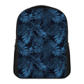 Dark Blue Tropical Leaf Pattern Print Casual Backpack