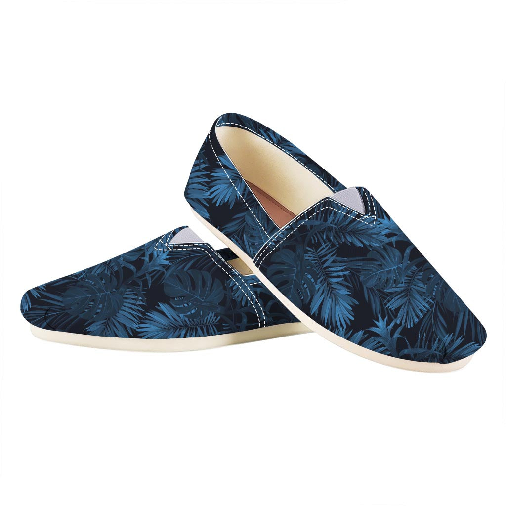 Dark Blue Tropical Leaf Pattern Print Casual Shoes