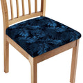 Dark Blue Tropical Leaf Pattern Print Chair Cushion Cover
