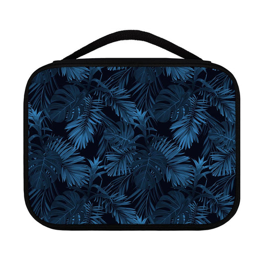 Dark Blue Tropical Leaf Pattern Print Classic Bible Case