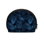 Dark Blue Tropical Leaf Pattern Print Coin Purse
