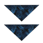 Dark Blue Tropical Leaf Pattern Print Dog Bandana