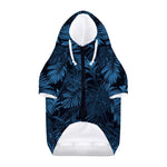 Dark Blue Tropical Leaf Pattern Print Dog Zip Up Hoodie
