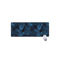 Dark Blue Tropical Leaf Pattern Print Extended Mouse Pad
