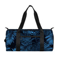 Dark Blue Tropical Leaf Pattern Print Gym Bag