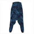 Dark Blue Tropical Leaf Pattern Print Hammer Pants