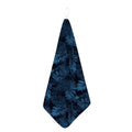 Dark Blue Tropical Leaf Pattern Print Hand Towel