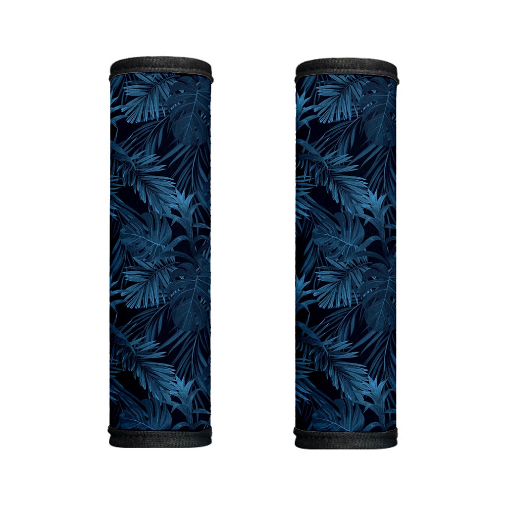 Dark Blue Tropical Leaf Pattern Print Handle Covers