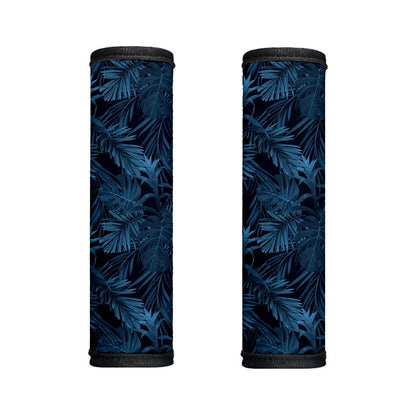 Dark Blue Tropical Leaf Pattern Print Handle Covers