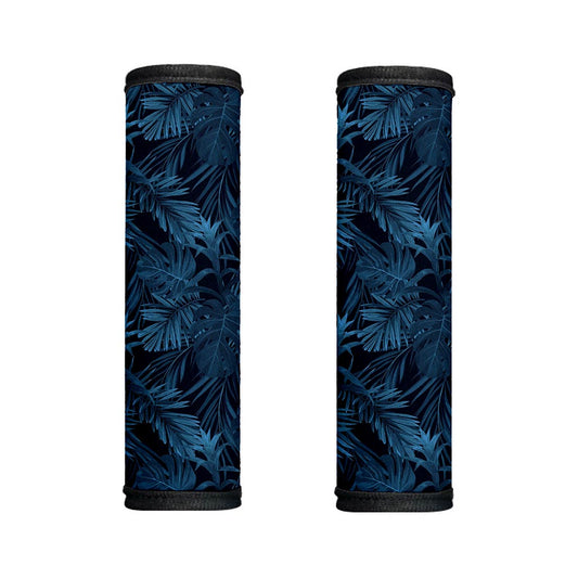 Dark Blue Tropical Leaf Pattern Print Handle Covers