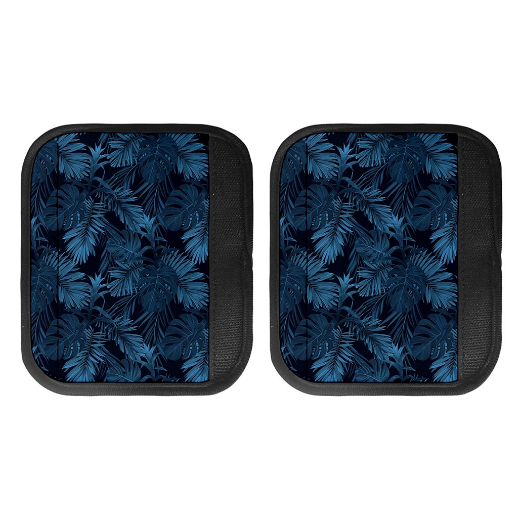Dark Blue Tropical Leaf Pattern Print Handle Covers