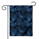 Dark Blue Tropical Leaf Pattern Print House Flag
