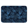 Dark Blue Tropical Leaf Pattern Print Indoor Door Mat