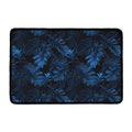 Dark Blue Tropical Leaf Pattern Print Kitchen Mat