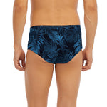 Dark Blue Tropical Leaf Pattern Print Men's Briefs