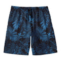 Dark Blue Tropical Leaf Pattern Print Men's Swim Trunks