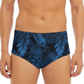 Dark Blue Tropical Leaf Pattern Print Men's Triangle Swim Briefs