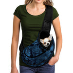 Dark Blue Tropical Leaf Pattern Print Pet Sling Carrier