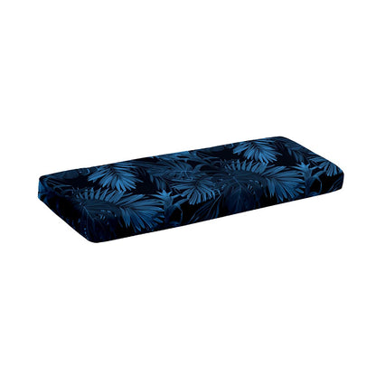 Dark Blue Tropical Leaf Pattern Print Piano Keyboard Cover