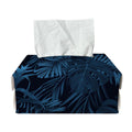 Dark Blue Tropical Leaf Pattern Print Rectangle Tissue Box Cover