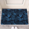 Dark Blue Tropical Leaf Pattern Print Rubber Doormat
