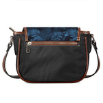 Dark Blue Tropical Leaf Pattern Print Saddle Bag