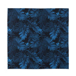 Dark Blue Tropical Leaf Pattern Print Silk Bandana