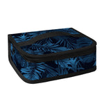 Dark Blue Tropical Leaf Pattern Print Small Lunch Bag